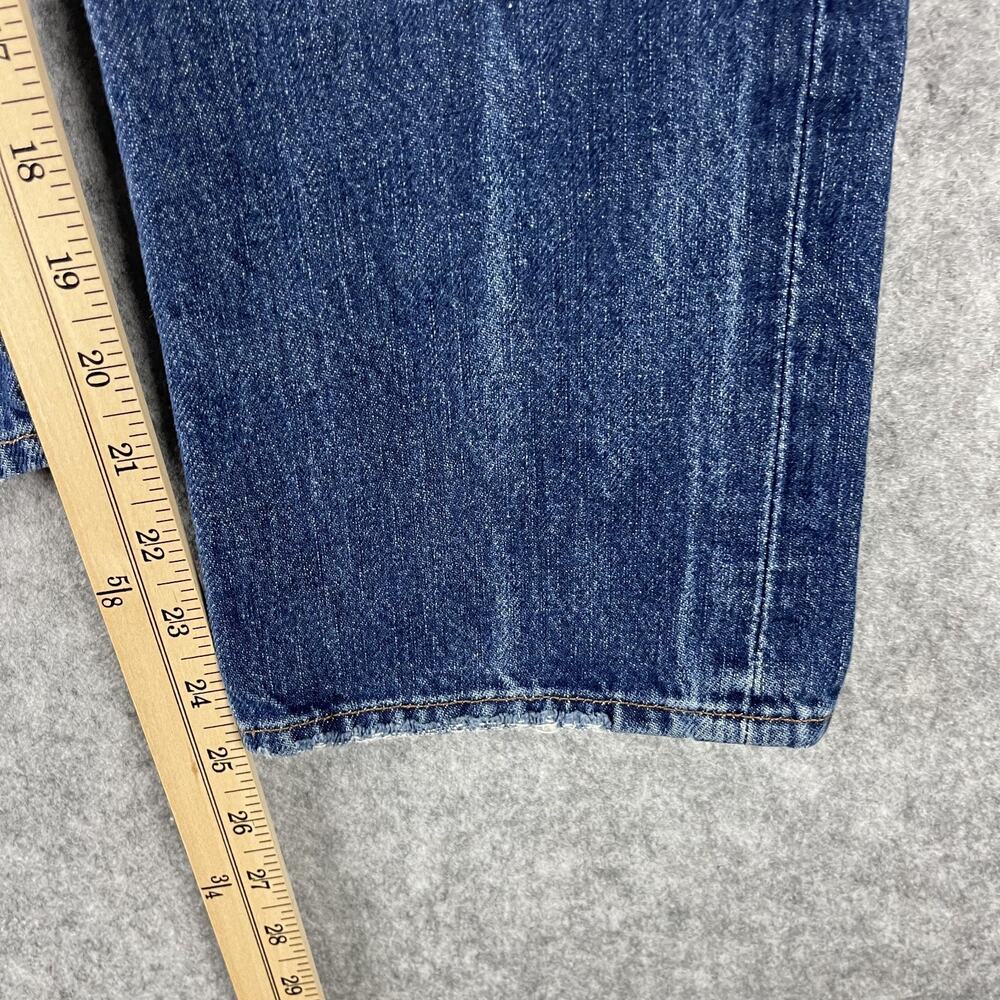 Frame Le Piper Jeans Womens 26 Blue Sky Cropped Mid Rise Rigid Cotton Distressed - Picture 9 of 16
